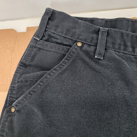 Vintage Carhartt Men's B136-BLK Black Double Knee Canvas Pants Men’s40 x30 Faded - Picture 5 of 14